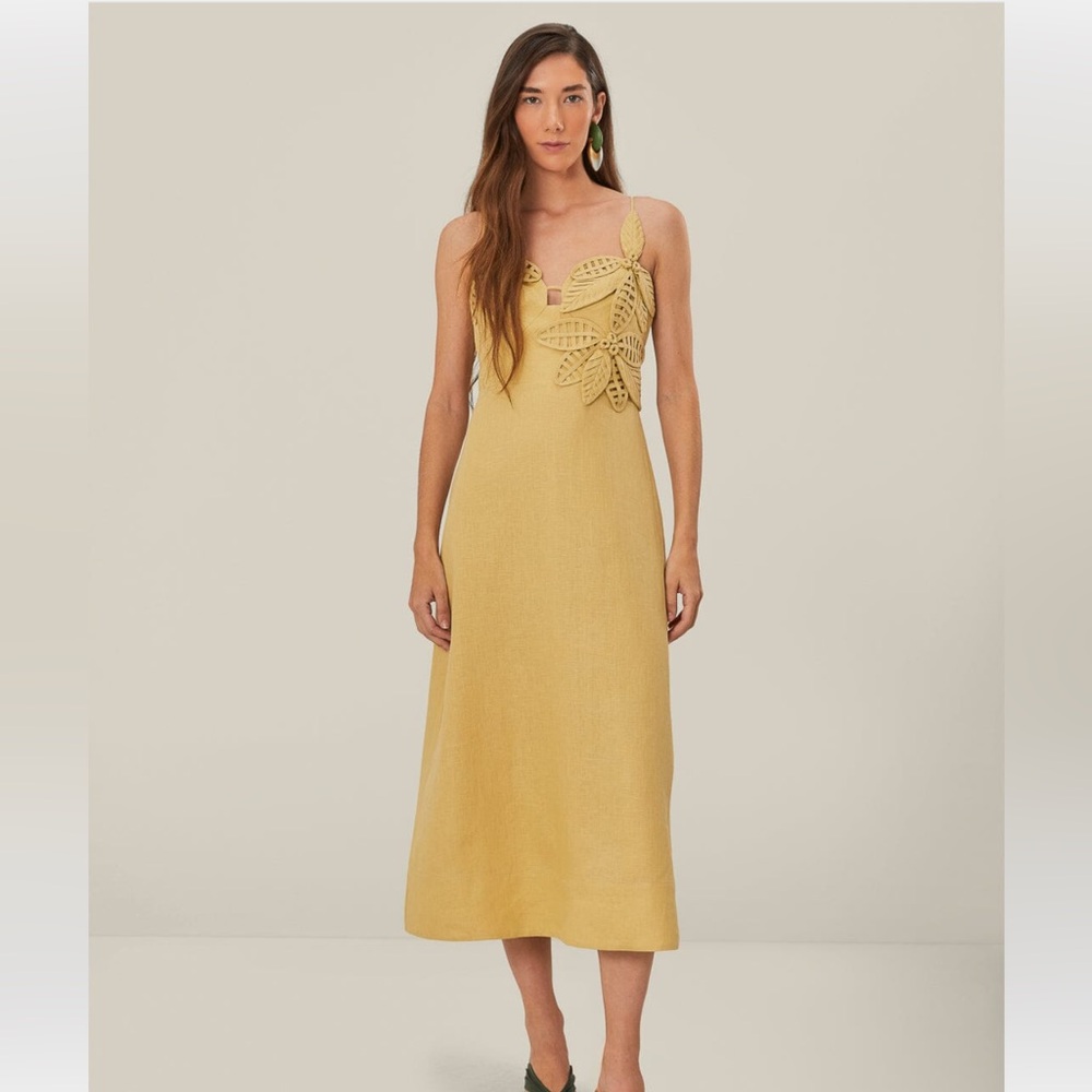 FARM Rio Yellow Midi Dress